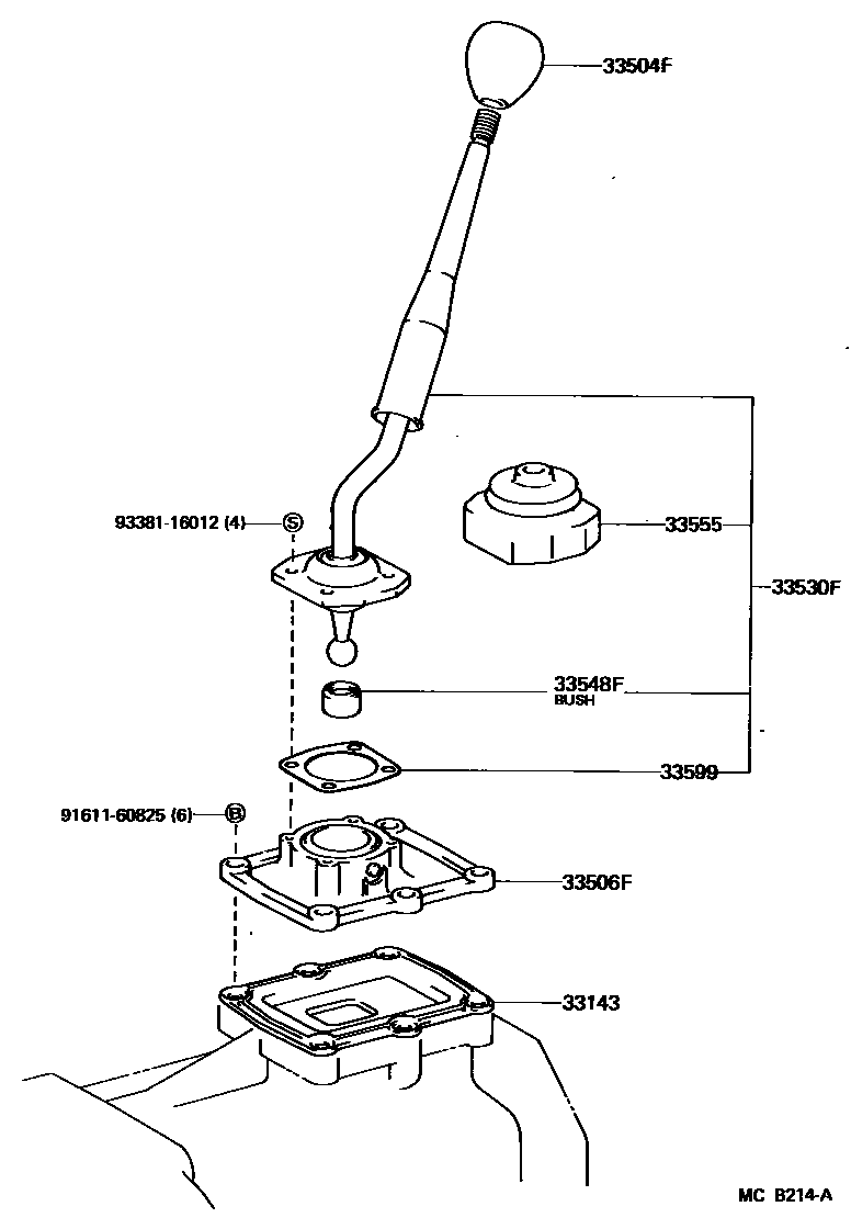 Toyota HILUX Shift Lever & Retainer EPC diagram — MCB214A