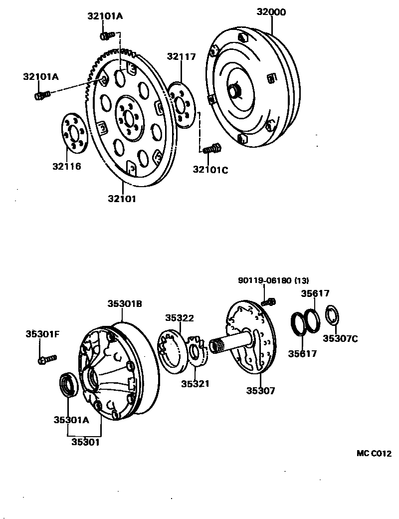 Toyota HILUX 变矩器、前油泵和链条(ATM) EPC diagram — MCC012