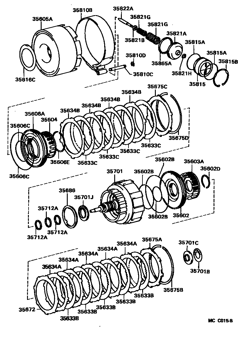 Toyota HILUX 制动带和多片式离合器(ATM) EPC diagram — MCC015B