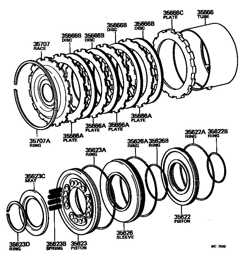 Toyota HILUX 3号制动器、一档和倒档制动器(ATM) EPC diagram — MC7550