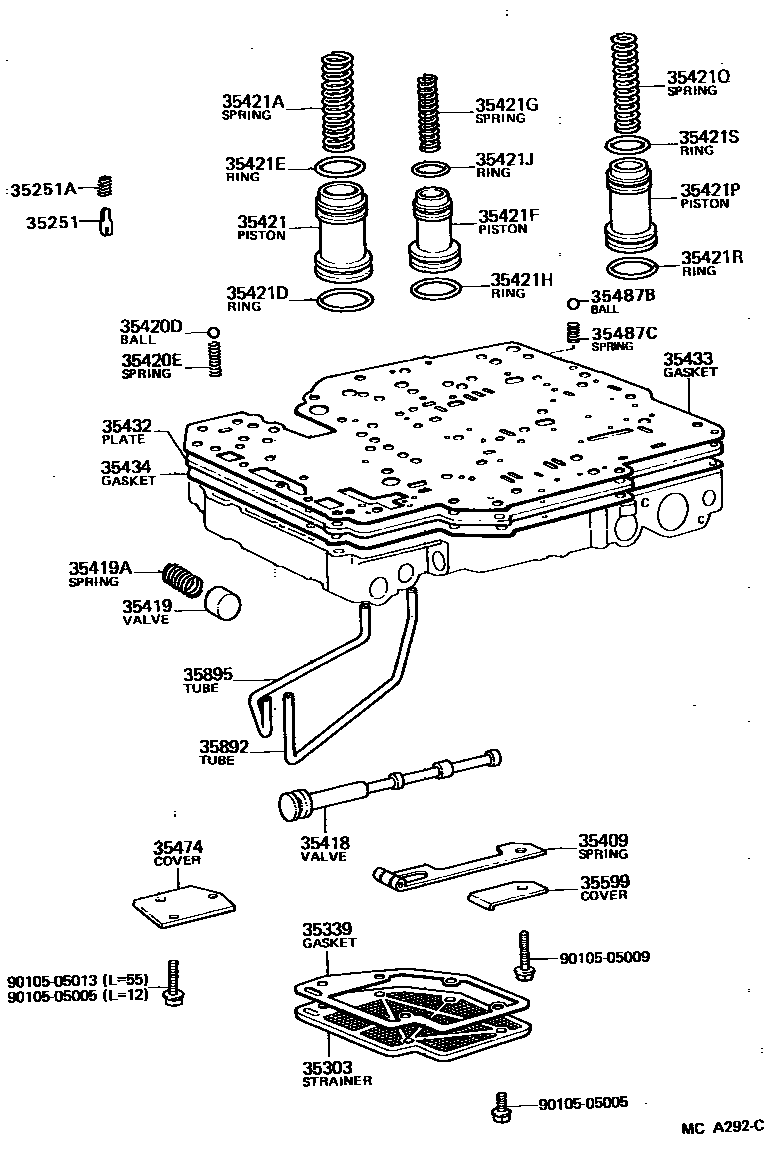 Toyota HILUX 阀体和滤油网(ATM) EPC diagram — MCA292C