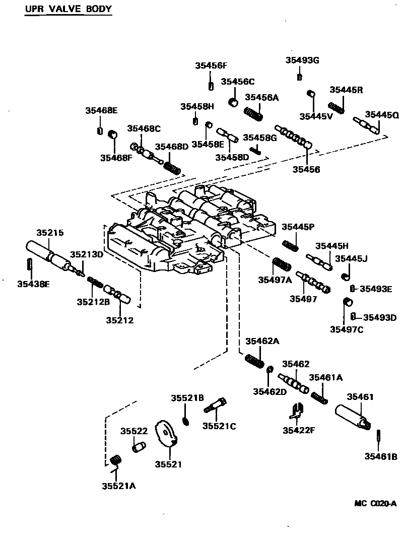 Toyota HILUX 阀体和滤油网(ATM) EPC diagram — MCC020A