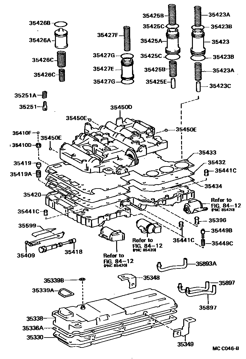 Toyota HILUX 阀体和滤油网(ATM) EPC diagram — MCC046B