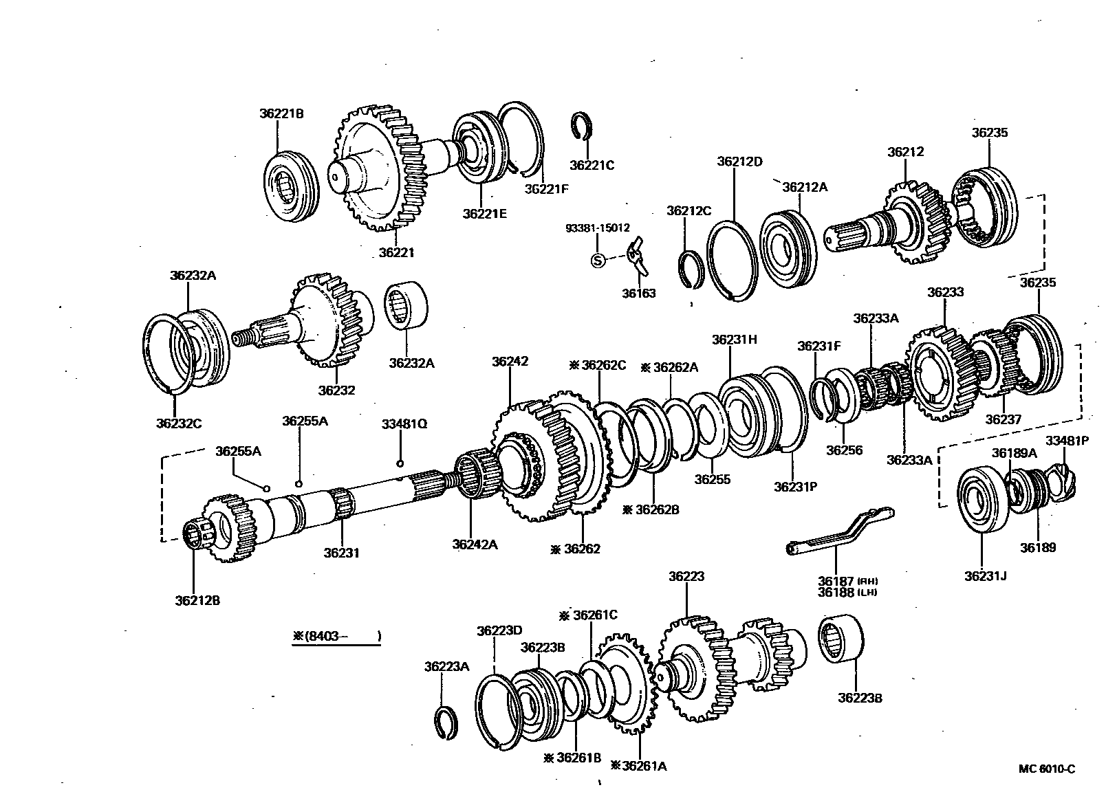 Toyota HILUX Transfer Gear EPC diagram — MC6010C
