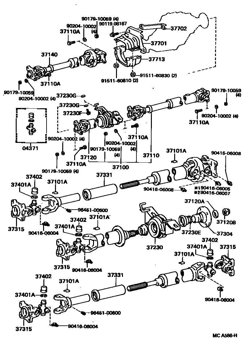 Toyota HILUX Propeller Shaft & Universal Joint EPC diagram — MCA586H