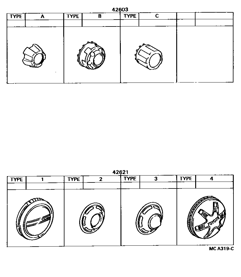 Toyota HILUX 车轮和车轮盖 EPC diagram — MCA319C