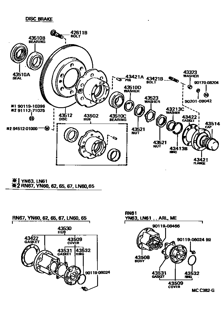 Toyota HILUX Front Axle Hub EPC diagram — MCC382G