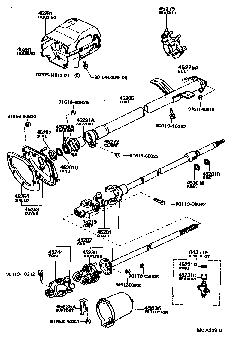 Toyota HILUX Steering Column & Shaft EPC diagram — MCA333D