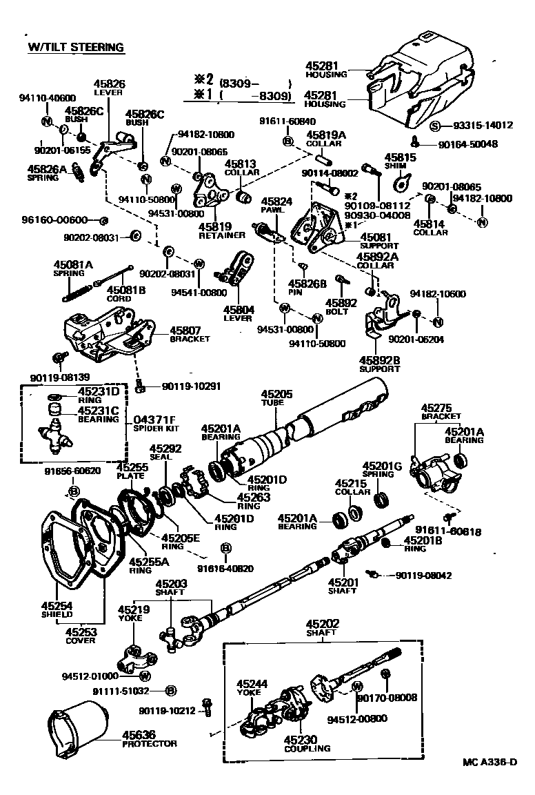 Toyota HILUX Steering Column & Shaft EPC diagram — MCA336D