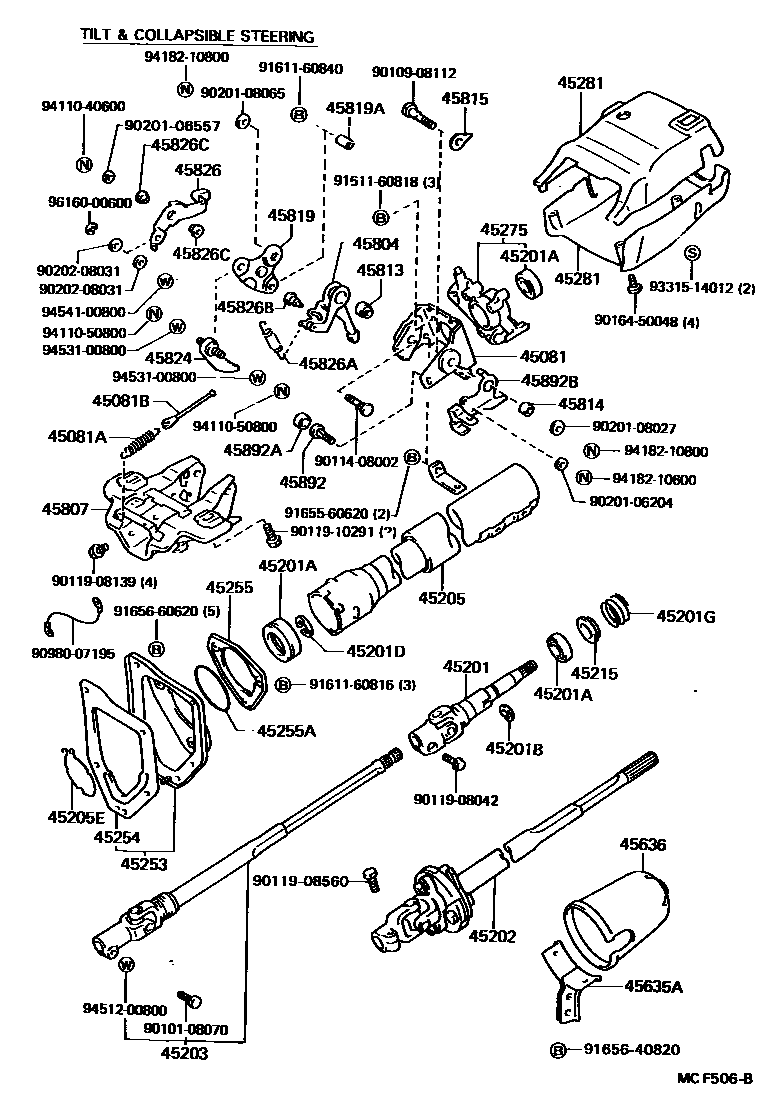 Toyota HILUX Steering Column & Shaft EPC diagram — MCF506B