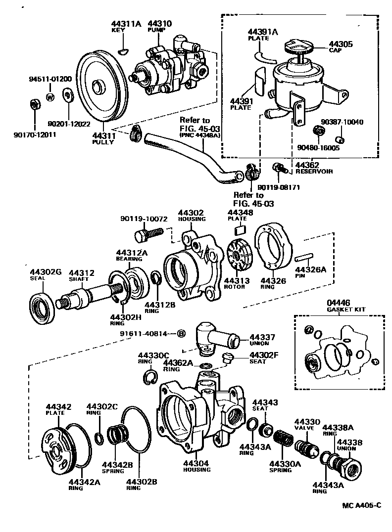 Toyota HILUX 叶片泵和储油罐(动力转向) EPC diagram — MCA405C
