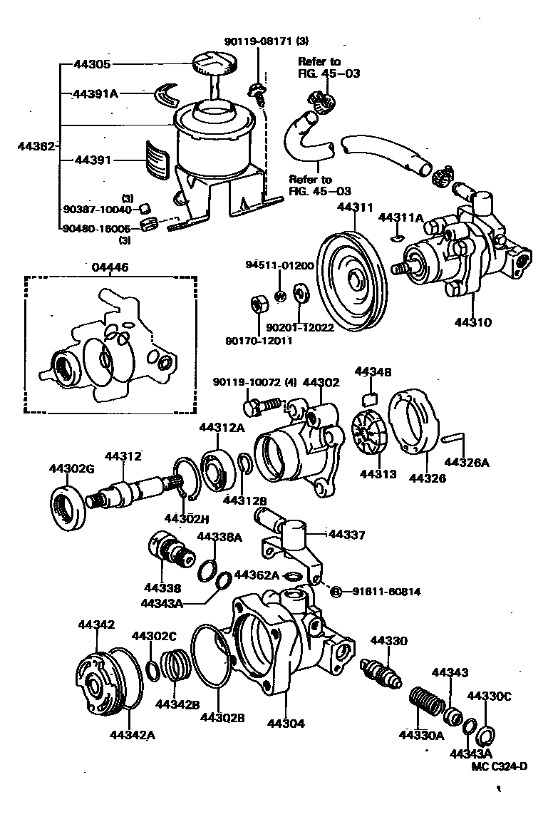 Toyota HILUX 叶片泵和储油罐(动力转向) EPC diagram — MCC324D