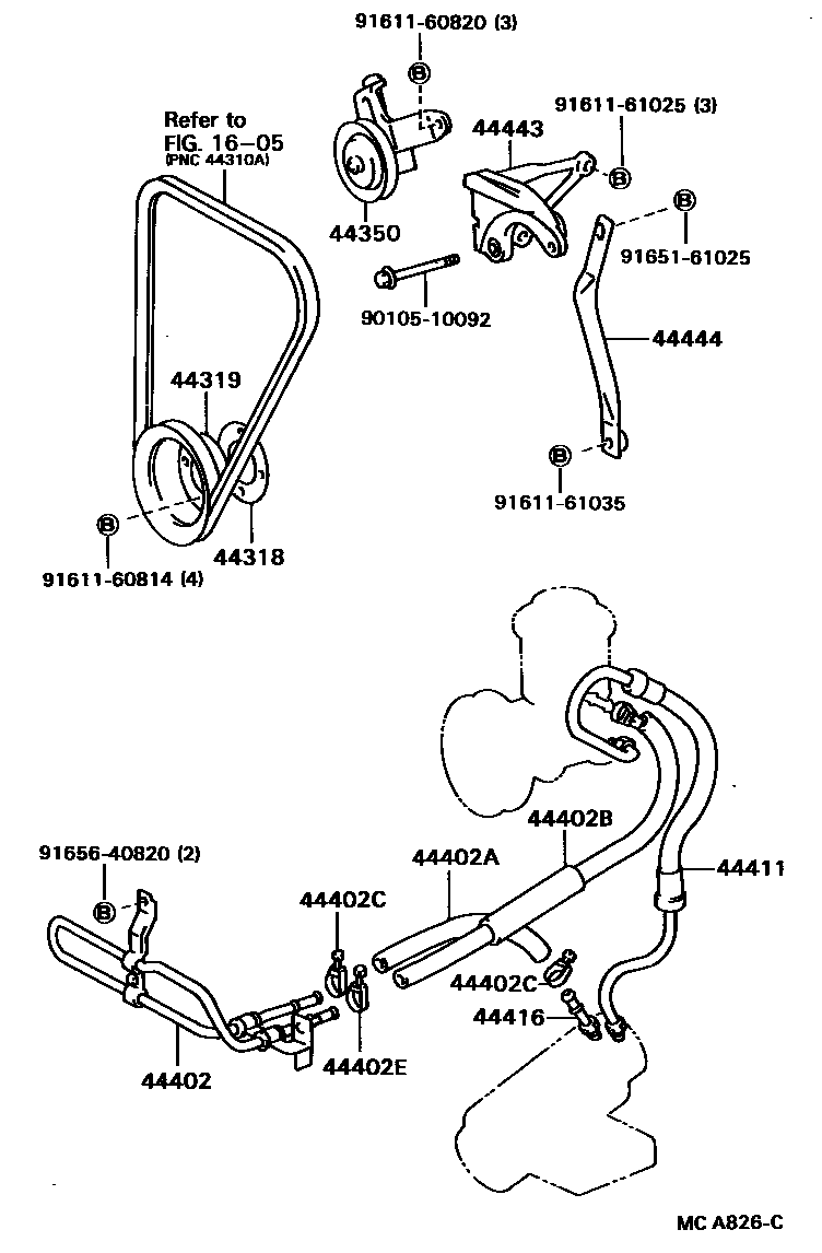 Toyota HILUX 动力转向配管 EPC diagram — MCA826C