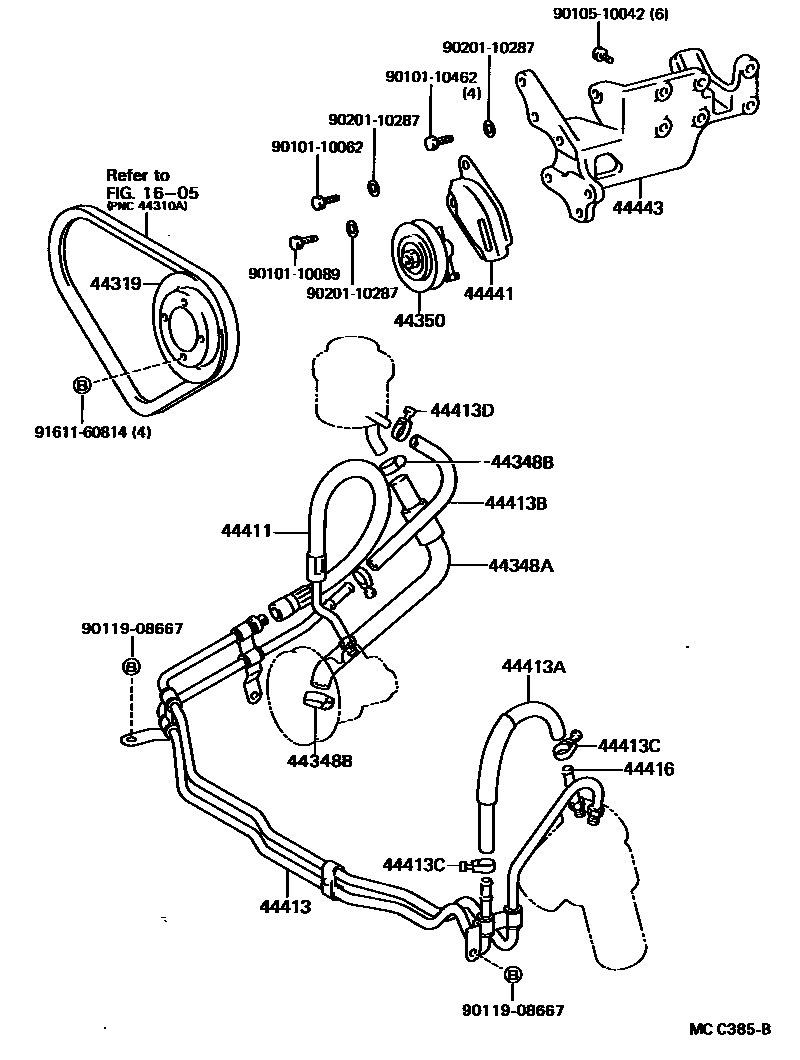 Toyota HILUX 动力转向配管 EPC diagram — MCC385B