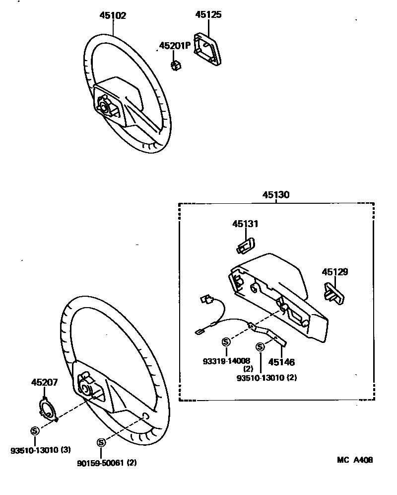 Toyota HILUX Steering Wheel EPC diagram — MCA408