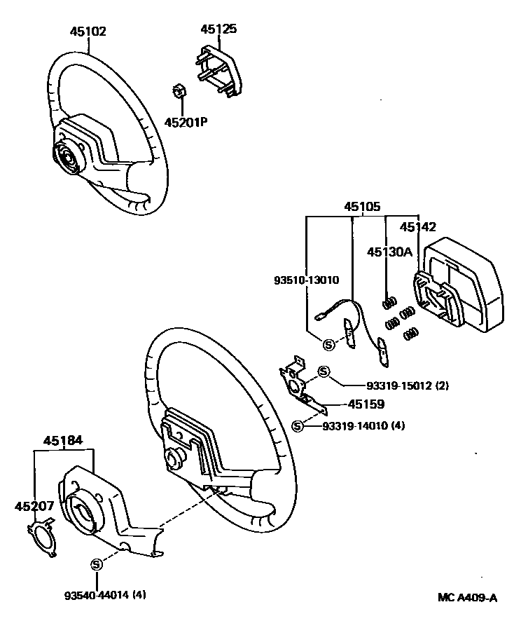 Toyota HILUX Steering Wheel EPC diagram — MCA409A