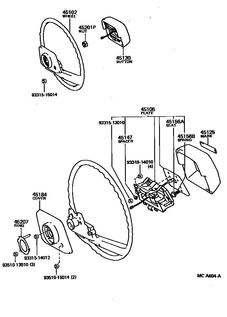 Toyota HILUX Steering Wheel EPC diagram — MCA604A