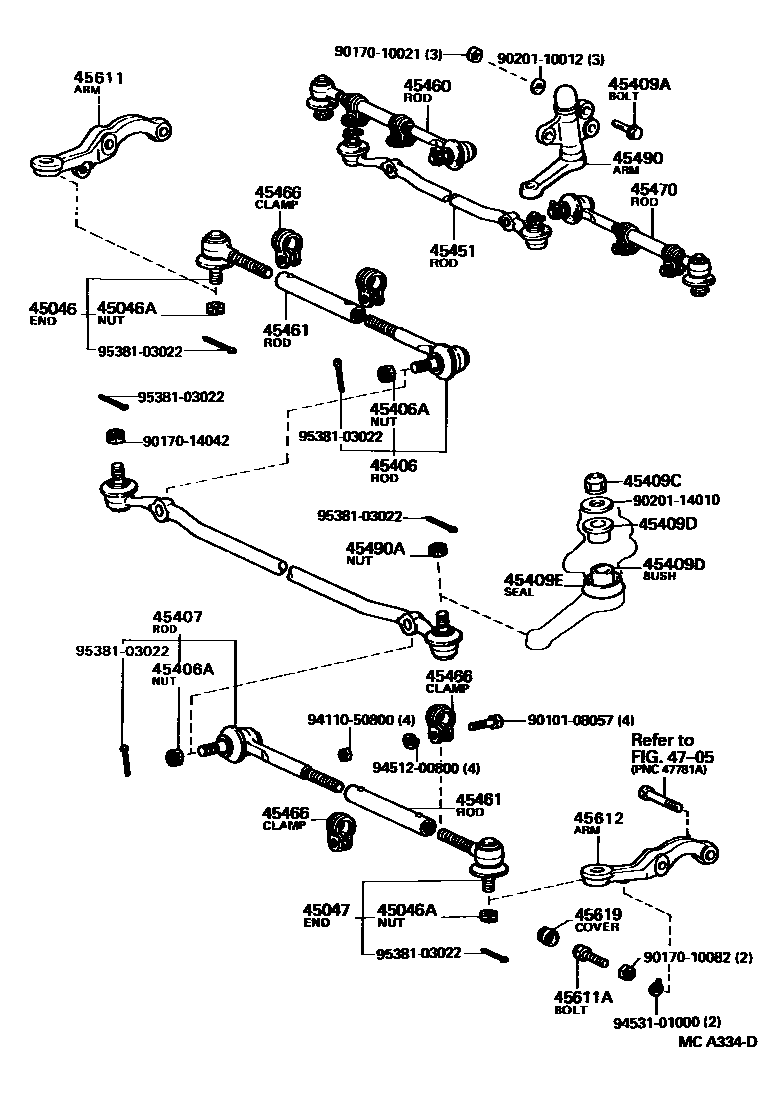 Toyota HILUX 前转向齿轮和连杆 EPC diagram — MCA334D