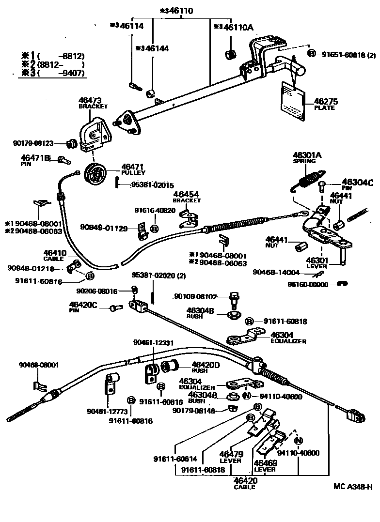 Toyota HILUX Parking Brake & Cable EPC diagram — MCA348H