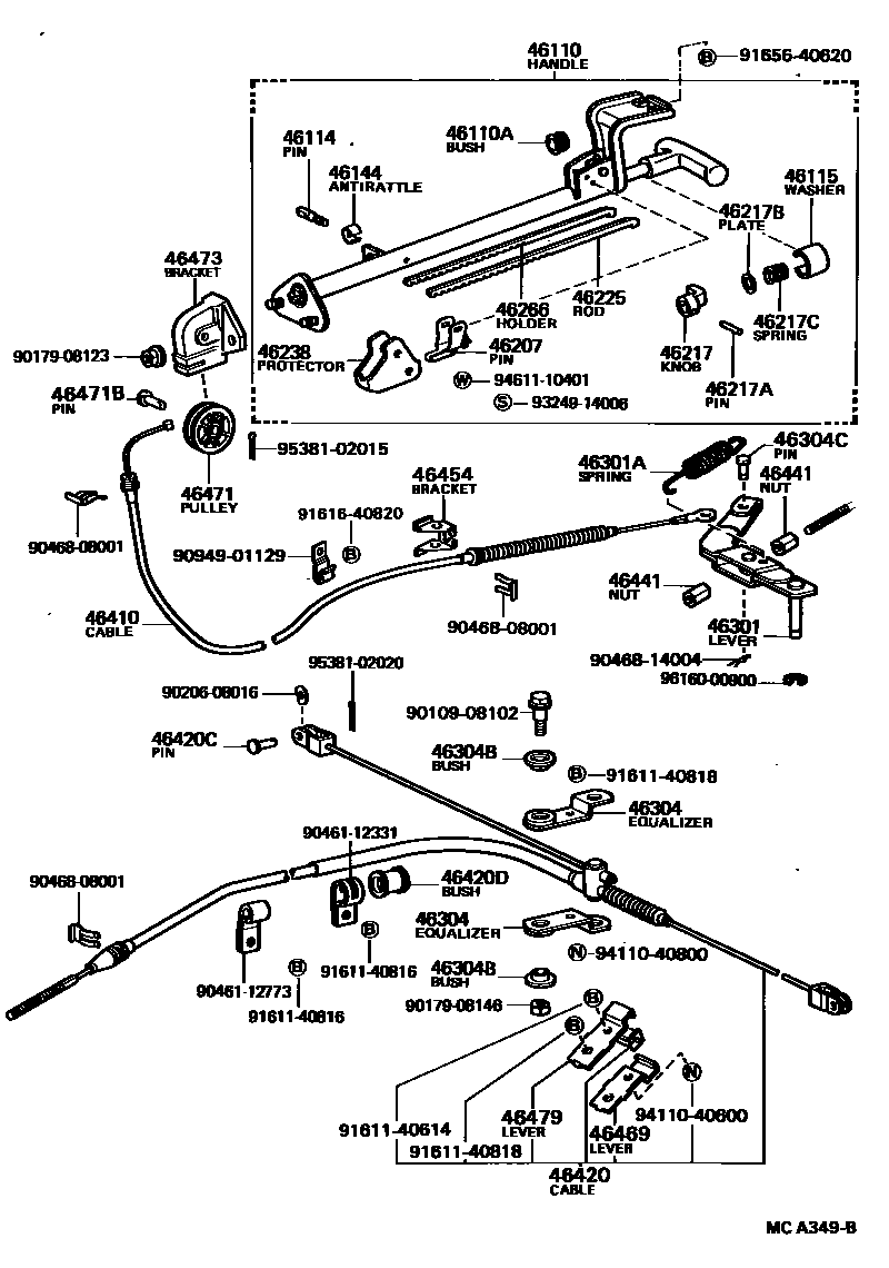 Toyota HILUX Parking Brake & Cable EPC diagram — MCA349B