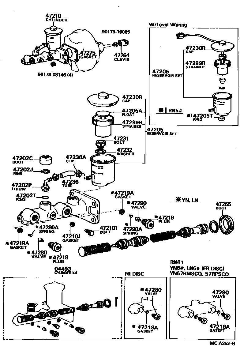 Toyota HILUX 制动总泵 EPC diagram — MCA352G