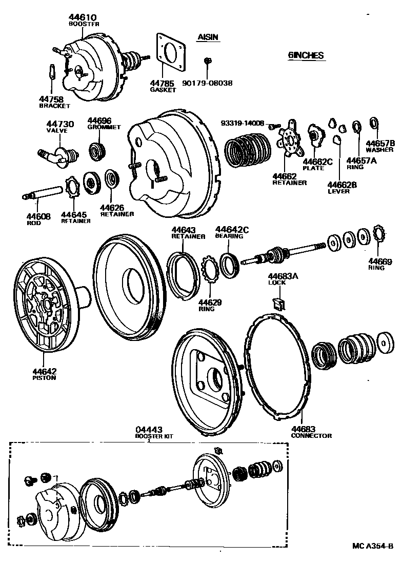 Toyota HILUX 制动助力器和真空管 EPC diagram — MCA354B