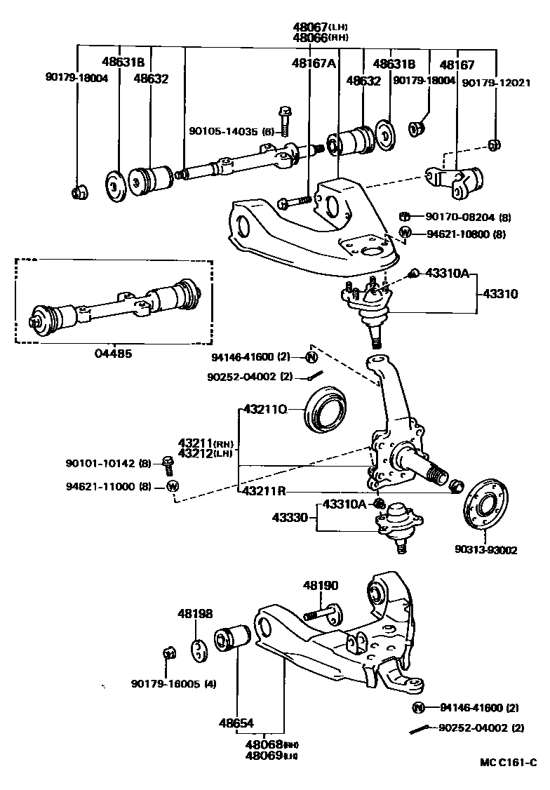 Toyota HILUX 前桥控制臂和转向节 EPC diagram — MCC161C