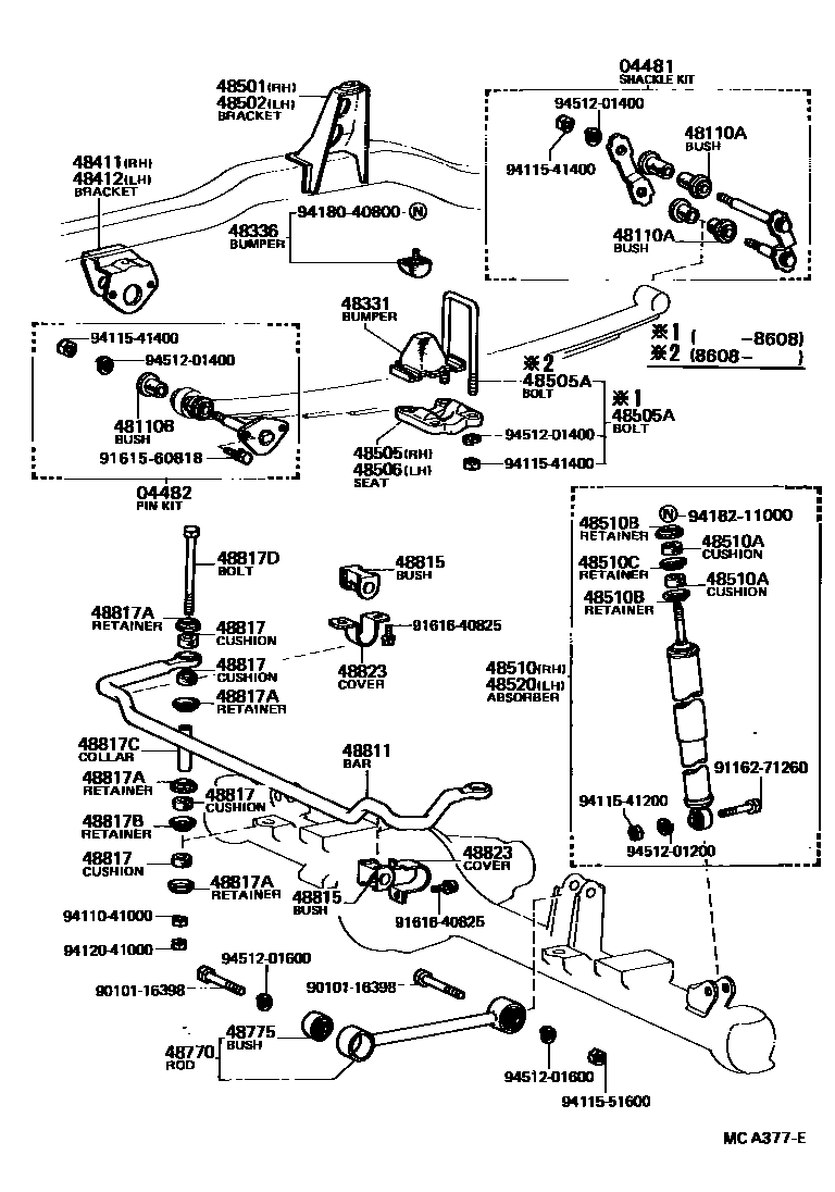 Toyota HILUX Front Spring & Shock Absorber EPC diagram — MCA377E