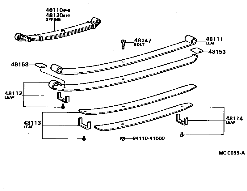 Toyota HILUX Front Spring & Shock Absorber EPC diagram — MCC059A