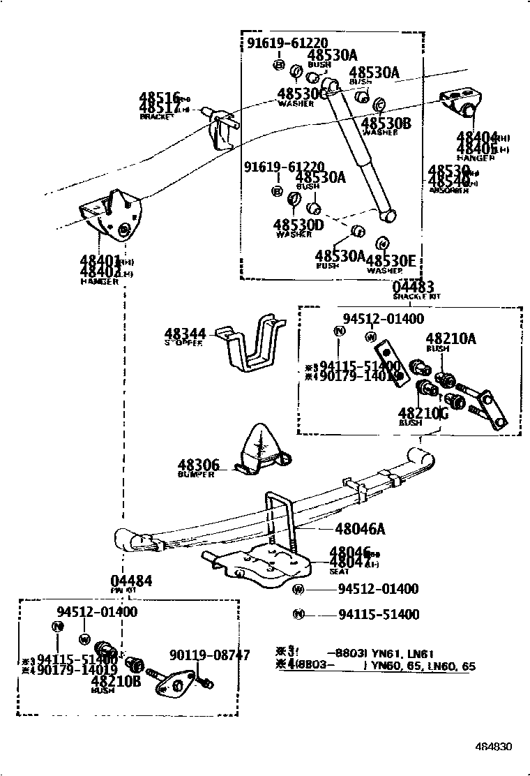 Toyota HILUX Rear Spring & Shock Absorber EPC diagram — 484830