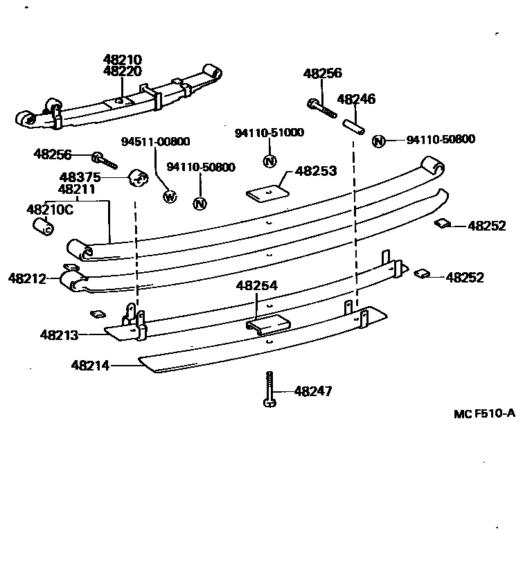 Toyota HILUX Rear Spring & Shock Absorber EPC diagram — MCF510A