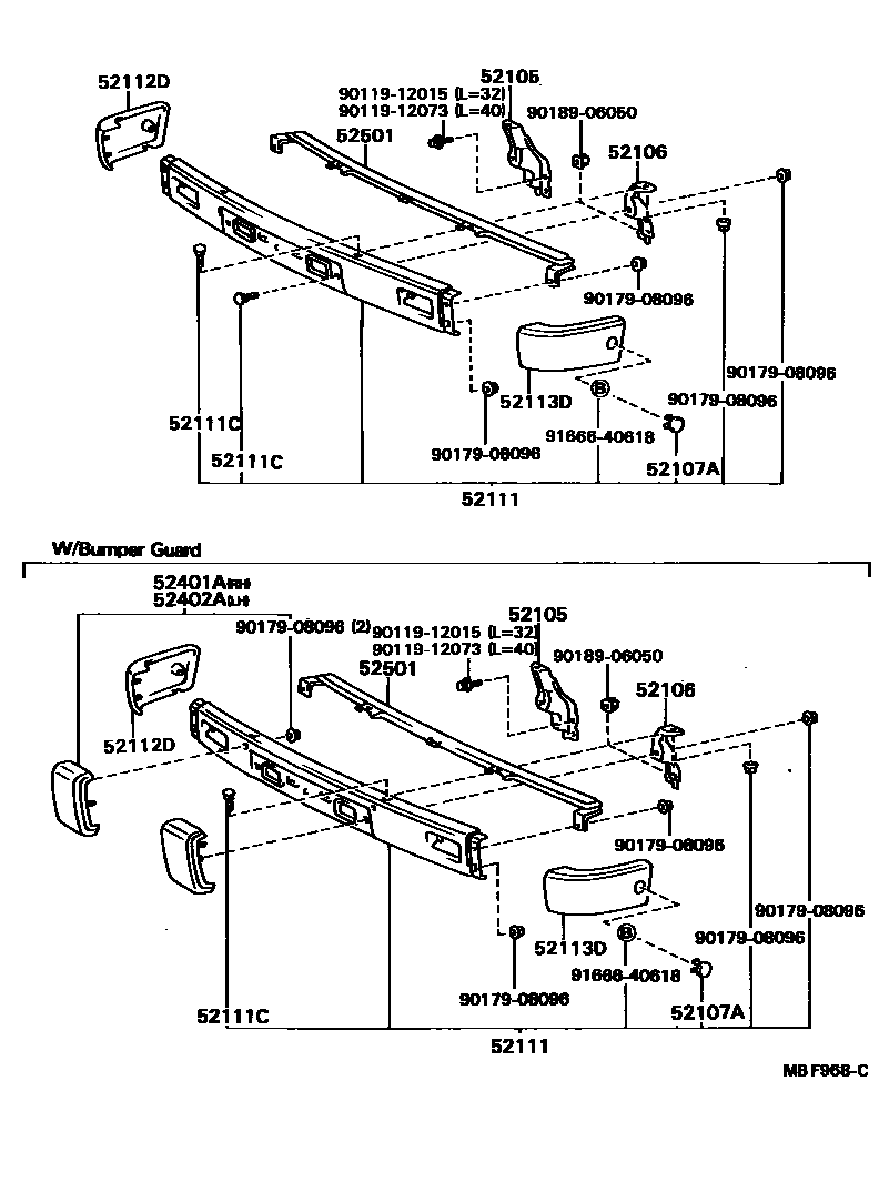 Toyota HILUX 前保险杠及附件 EPC diagram — MBF968C