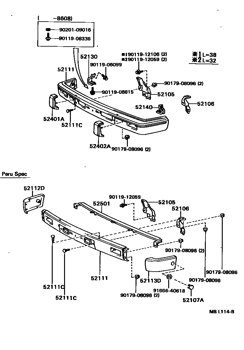 Toyota HILUX 前保险杠及附件 EPC diagram — MBL114B