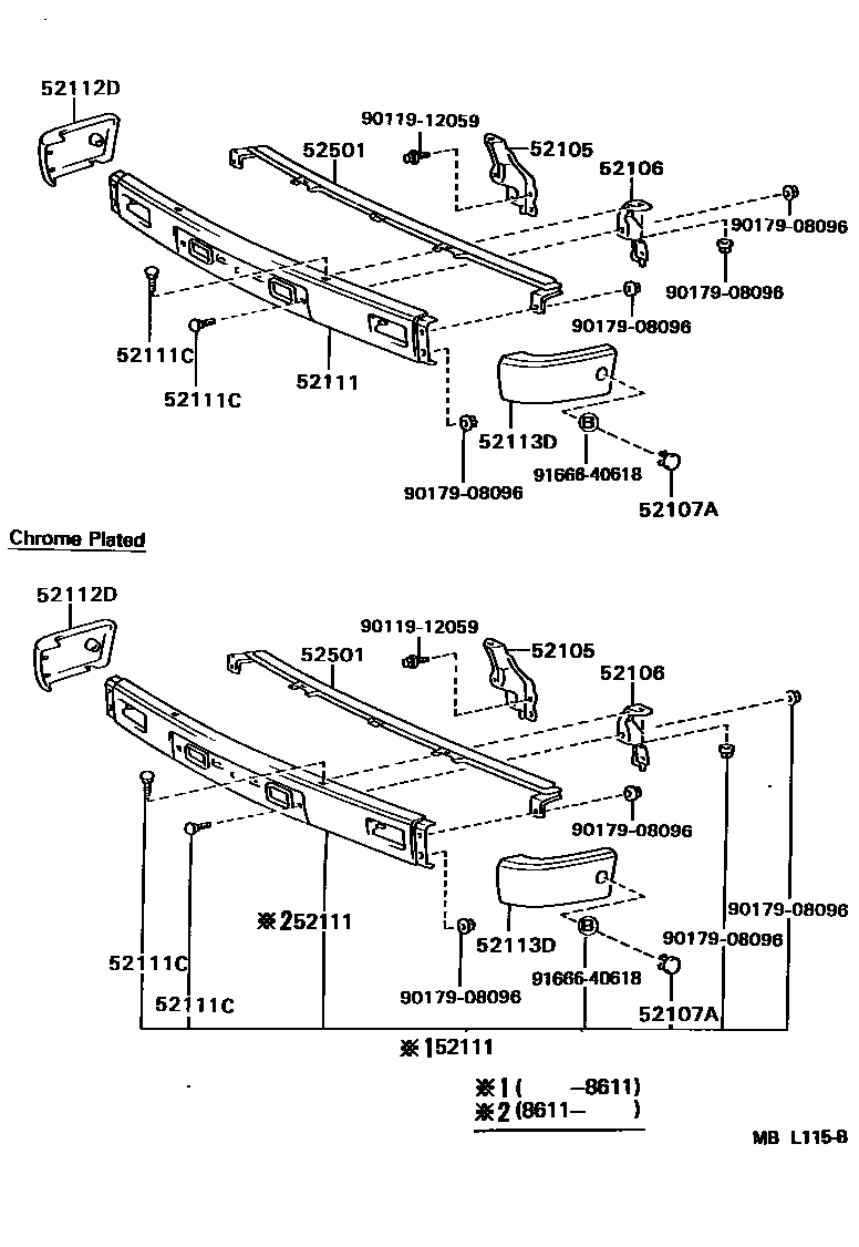 Toyota HILUX 前保险杠及附件 EPC diagram — MBL115B