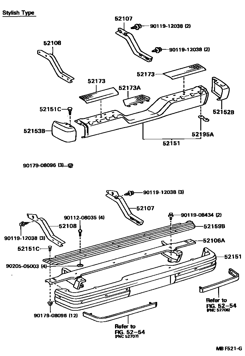Toyota HILUX 后保险杠及附件 EPC diagram — MBF521G