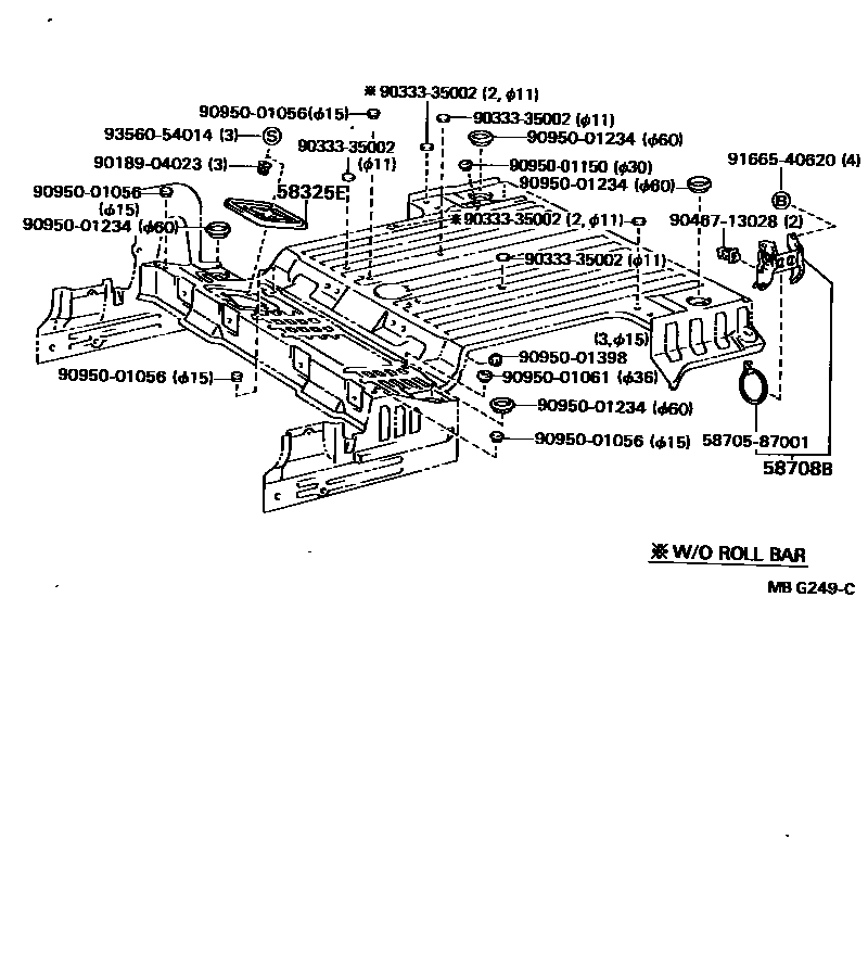 Toyota HILUX 后地板和后地板梁 EPC diagram — MBG249C