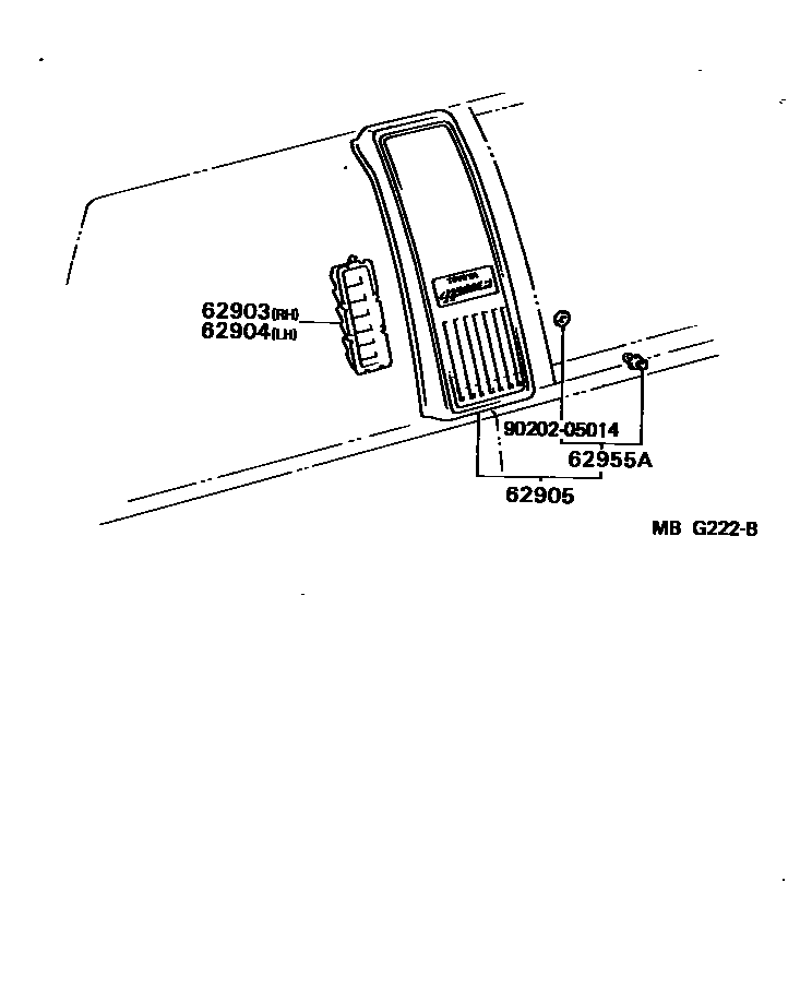 Toyota HILUX 后通风装置和车顶通风装置 EPC diagram — MBG222B