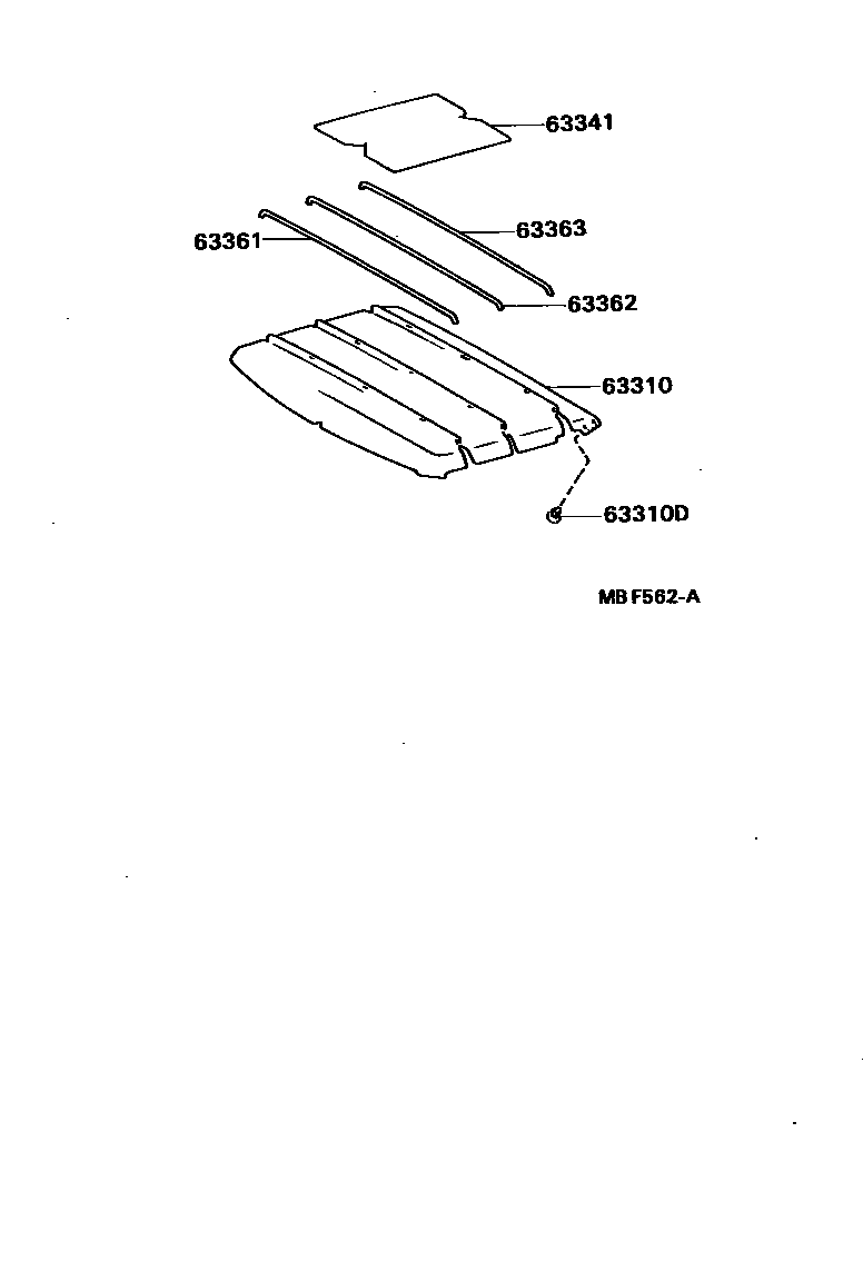 Toyota HILUX 车顶内衬和消声垫 EPC diagram — MBF562A