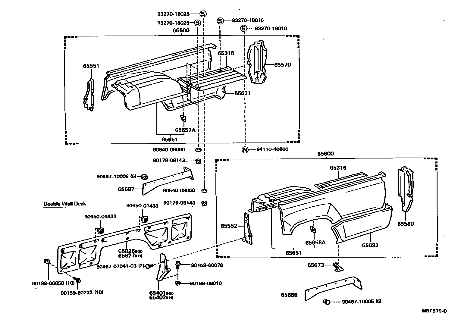 Toyota HILUX 后车身侧面板 EPC diagram — MBF579D