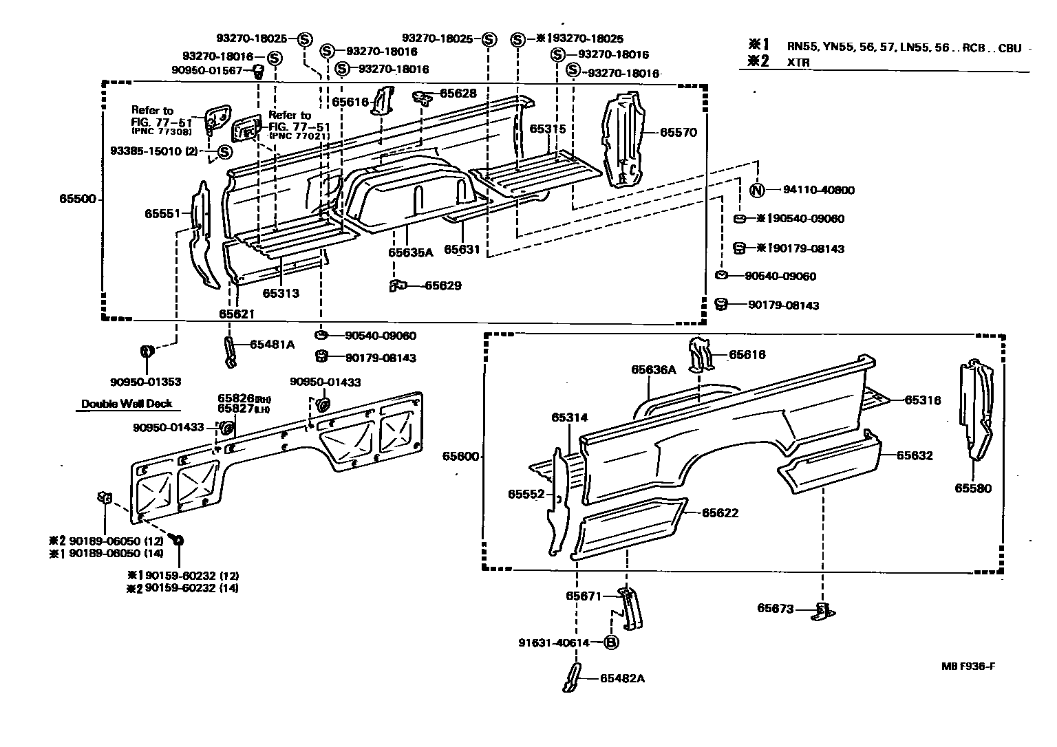 Toyota HILUX 后车身侧面板 EPC diagram — MBF936F
