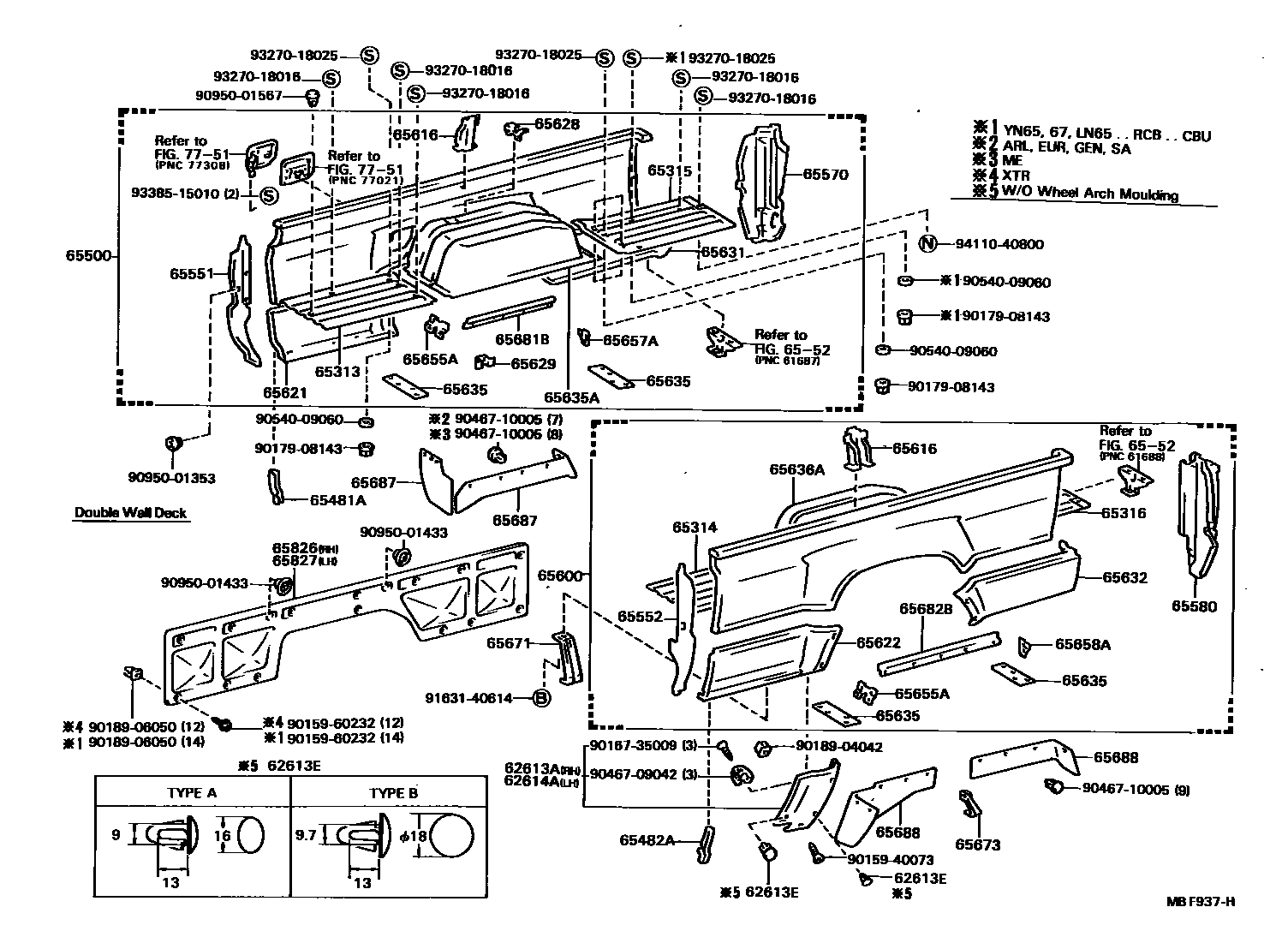 Toyota HILUX 后车身侧面板 EPC diagram — MBF937H