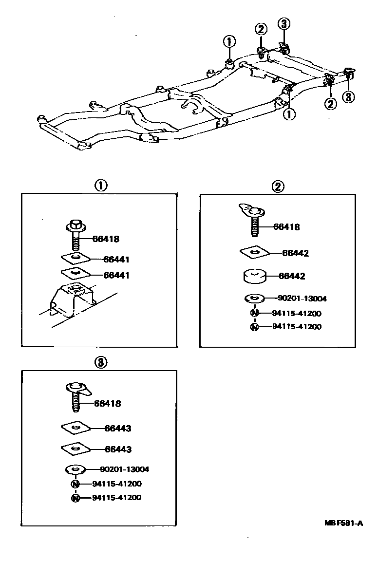 Toyota HILUX 后车身悬置 EPC diagram — MBF581A