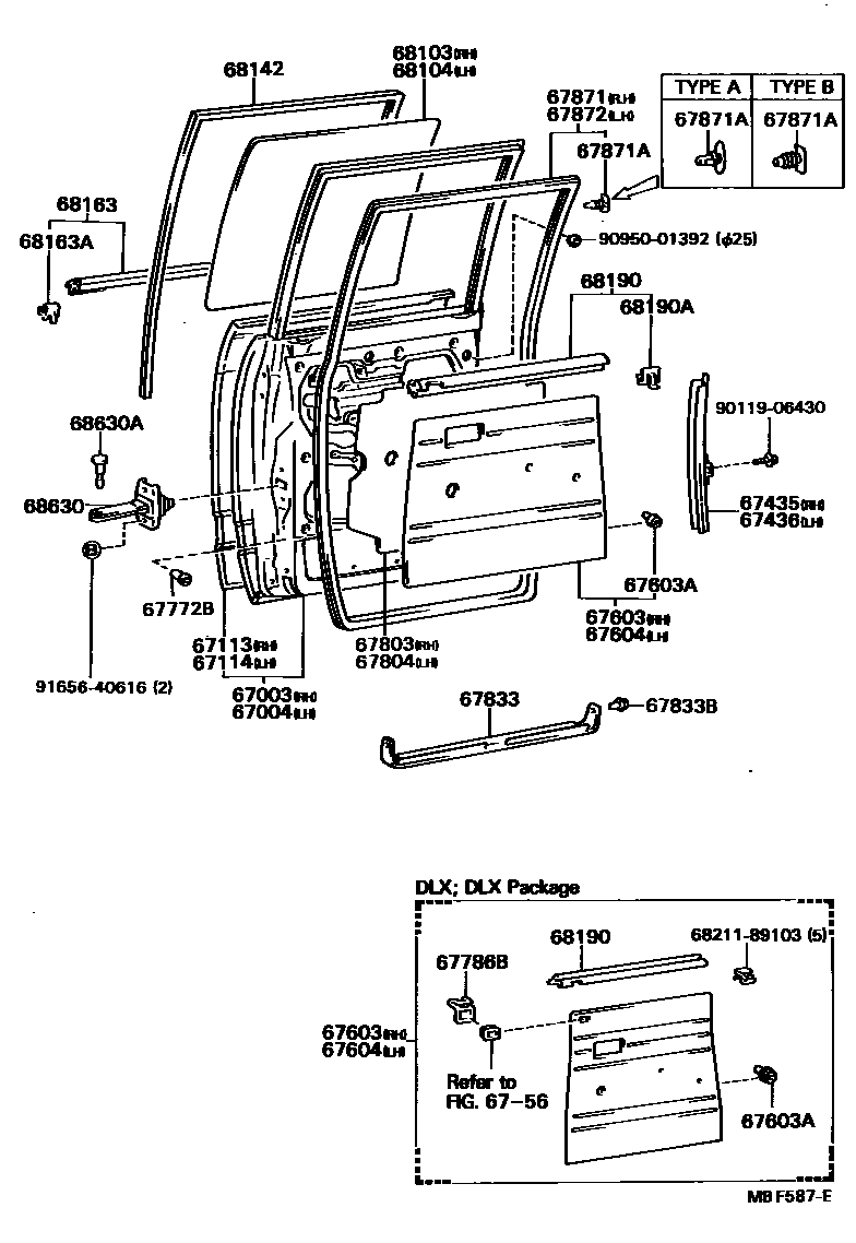 Toyota HILUX 后门板和后门玻璃 EPC diagram — MBF587E