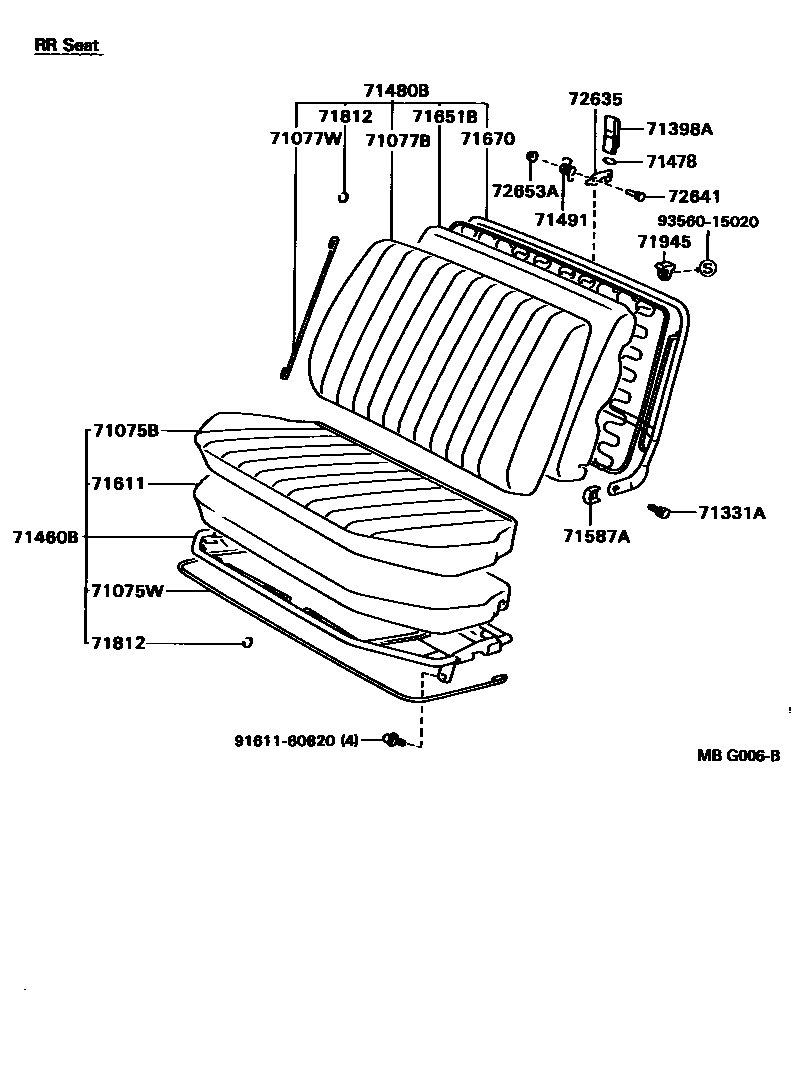 Toyota HILUX 座椅和座椅滑轨 EPC diagram — MBG006B