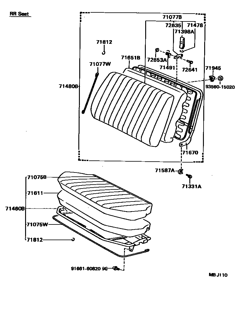 Toyota HILUX 座椅和座椅滑轨 EPC diagram — MBJ110