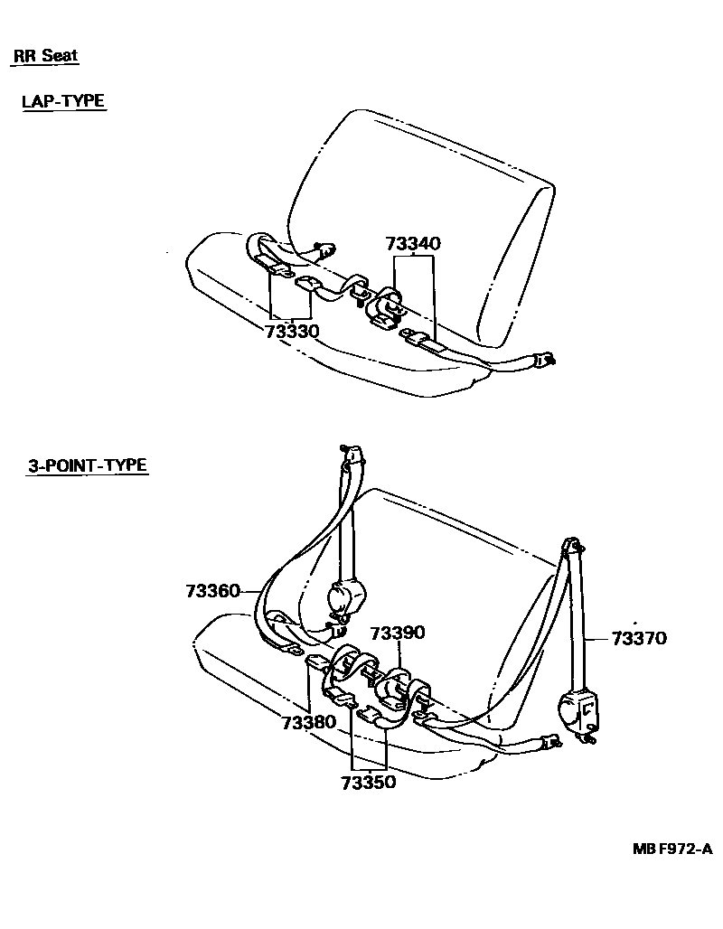 Toyota HILUX seat belt EPC diagram — MBF972A