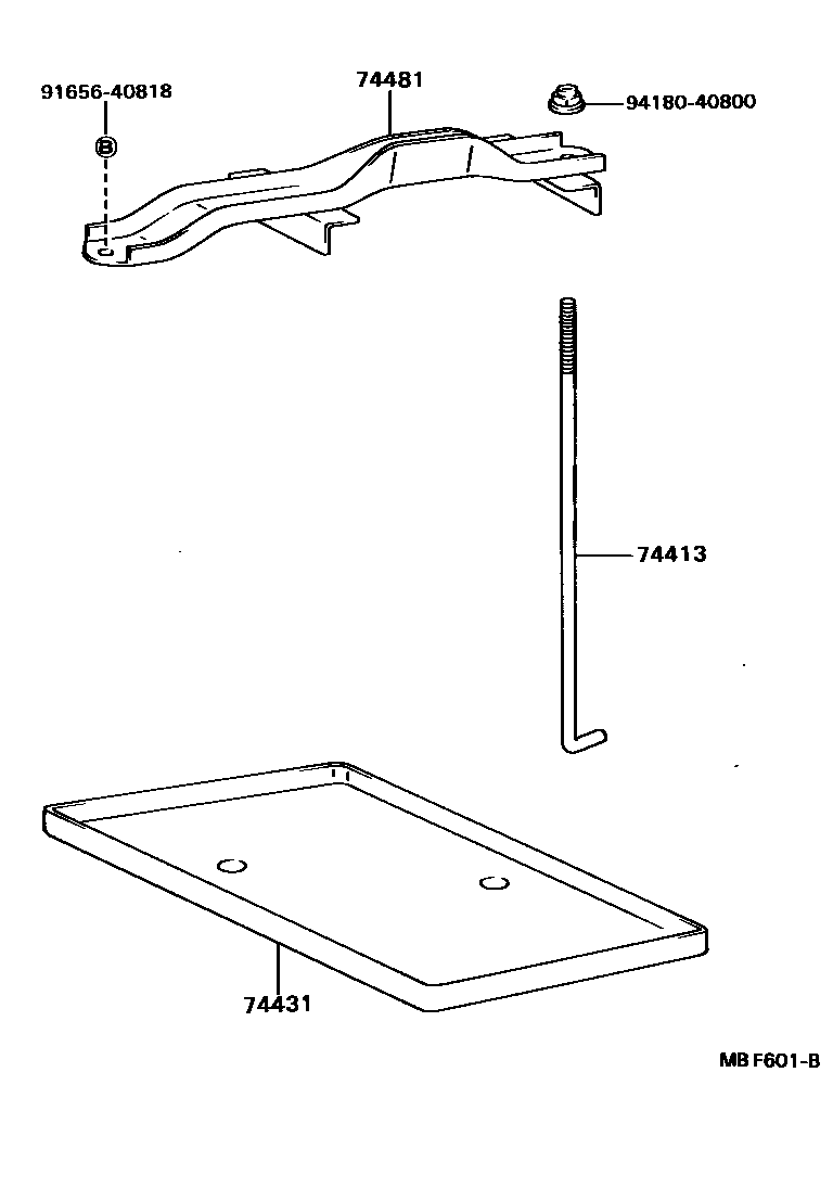 Toyota HILUX battery holder EPC diagram — MBF601B