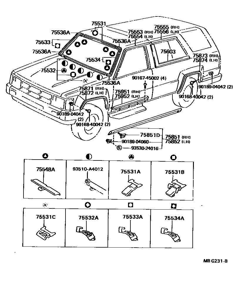 Toyota HILUX 防护条 EPC diagram — MBG231B