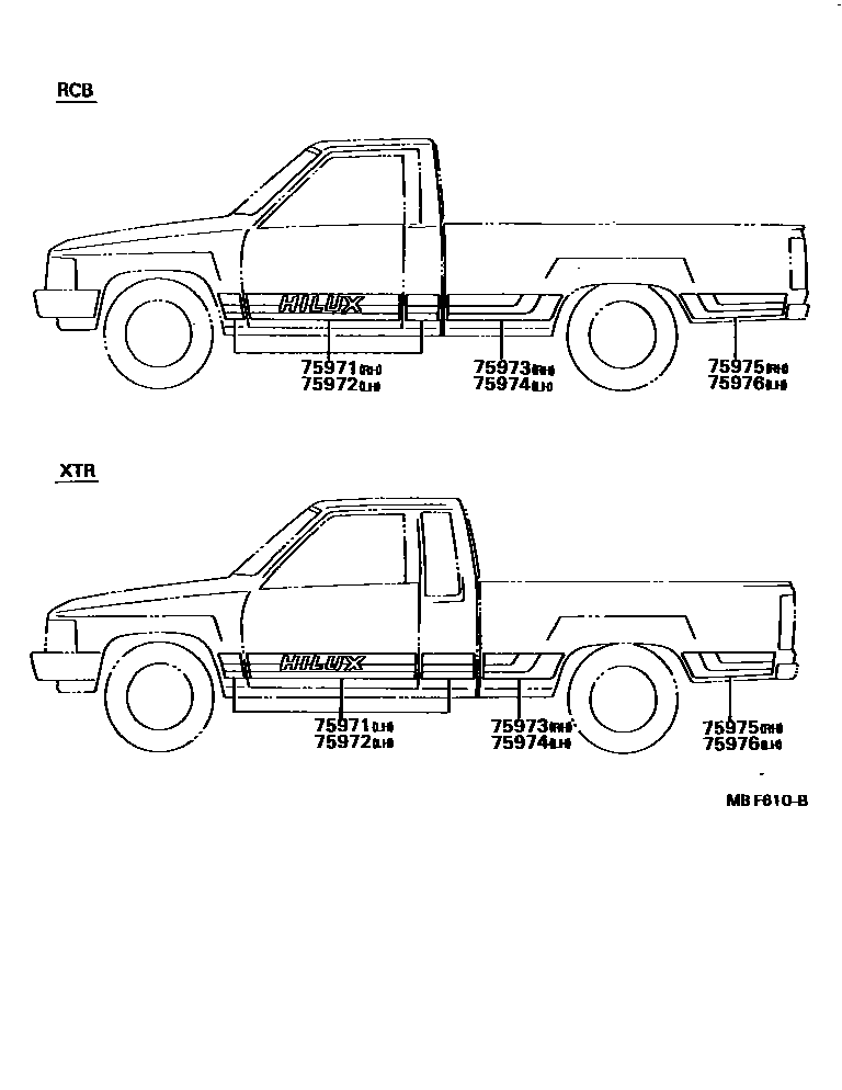 Toyota HILUX 车身镶条 EPC diagram — MBF610B