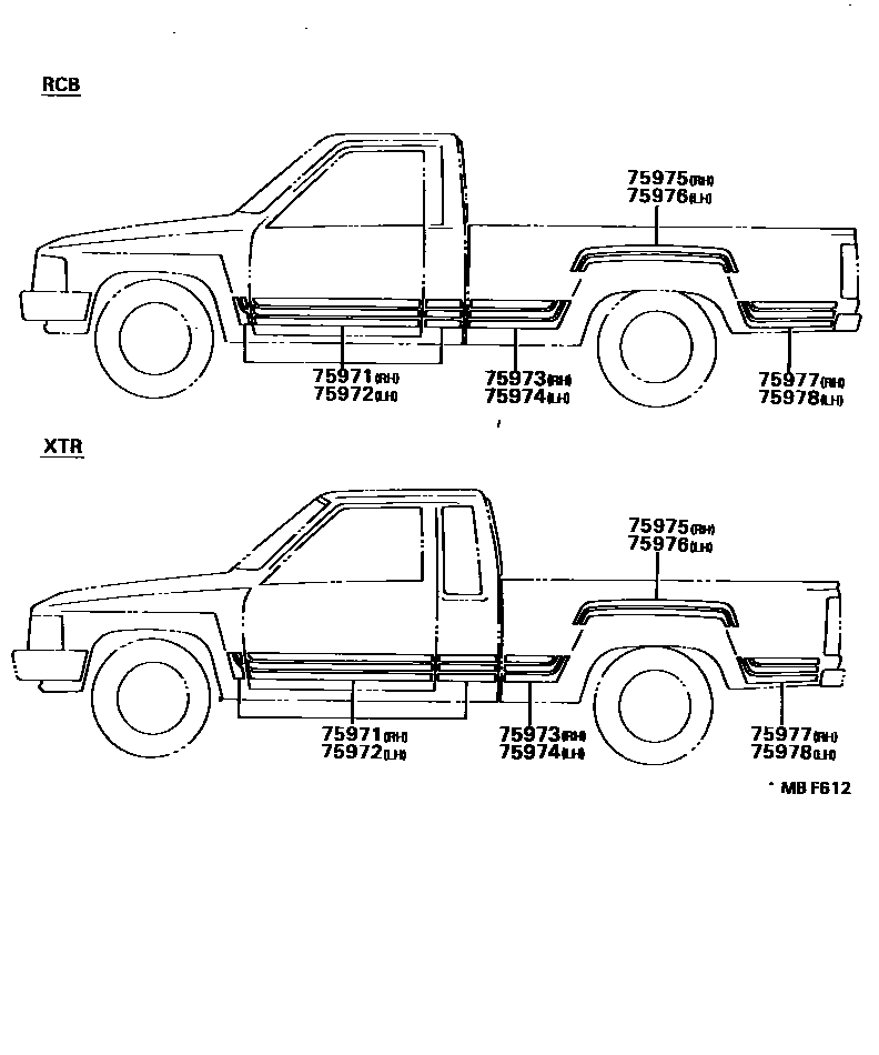 Toyota HILUX 车身镶条 EPC diagram — MBF612
